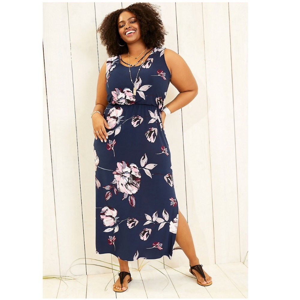 SOLD NWT Maurice’s 3x strappy neck floral maxi dress